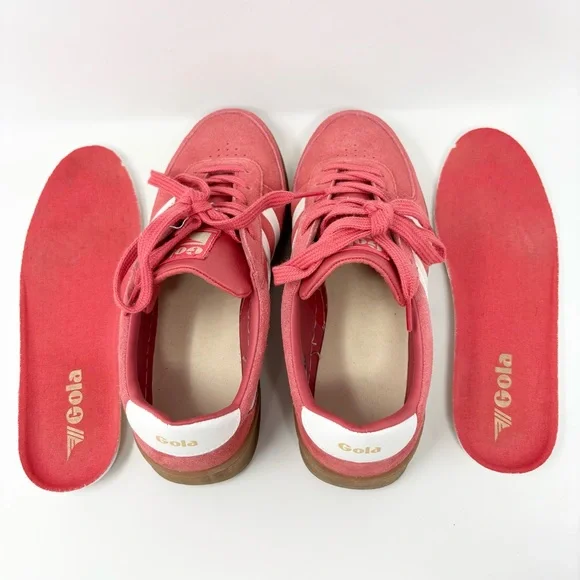 Gola Grandslam Suede Sneakers Coral/Off White/Gum Size 8 - Picture 2 of 16